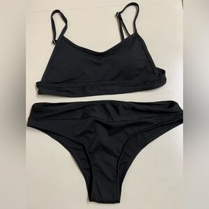 Romwe Ribbed Black Bikini Top and Bottom - Size Medium - NWOT